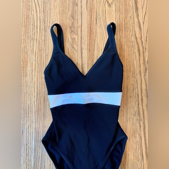 Jag Pro VTG Swimsuit Black 90s y2k One Piece High Cut Low Back Ribbed Sporty 6 - Picture 4 of 12